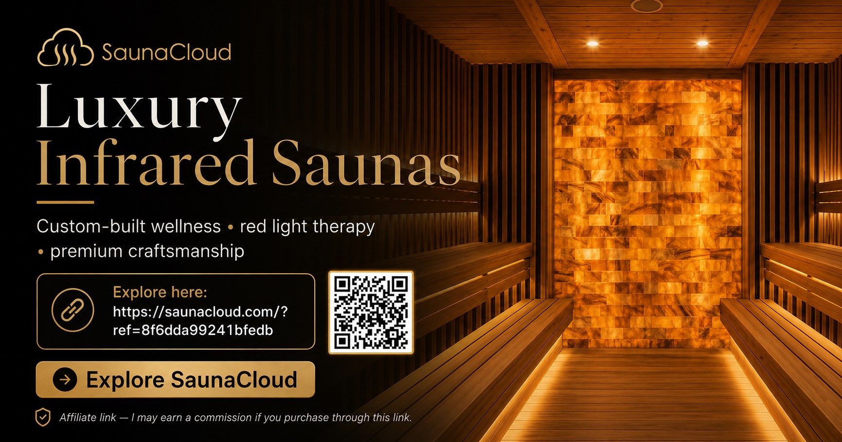 SaunaCloud luxury infrared sauna with integrated red light therapy