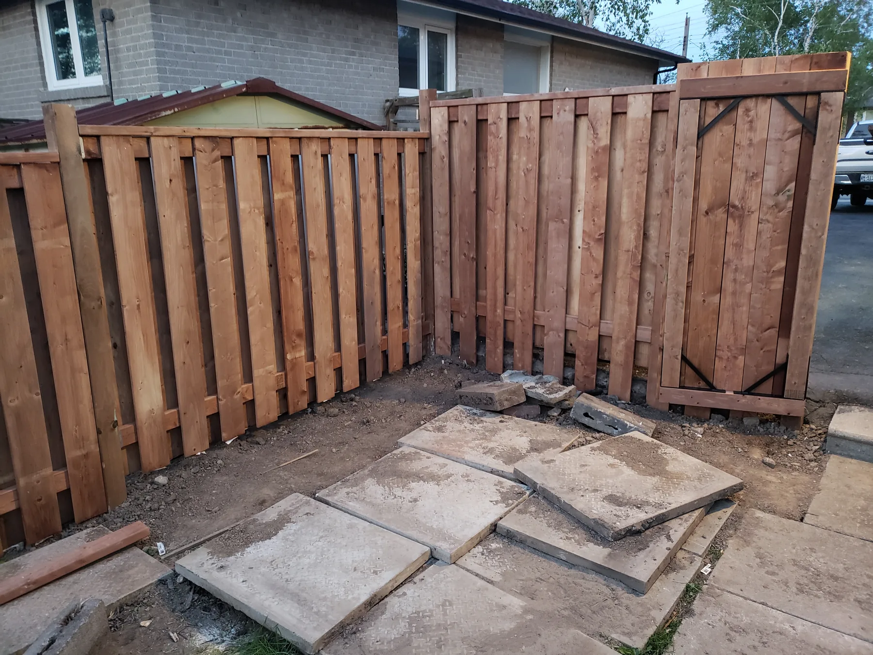 Completed urban cedar fence and access gate