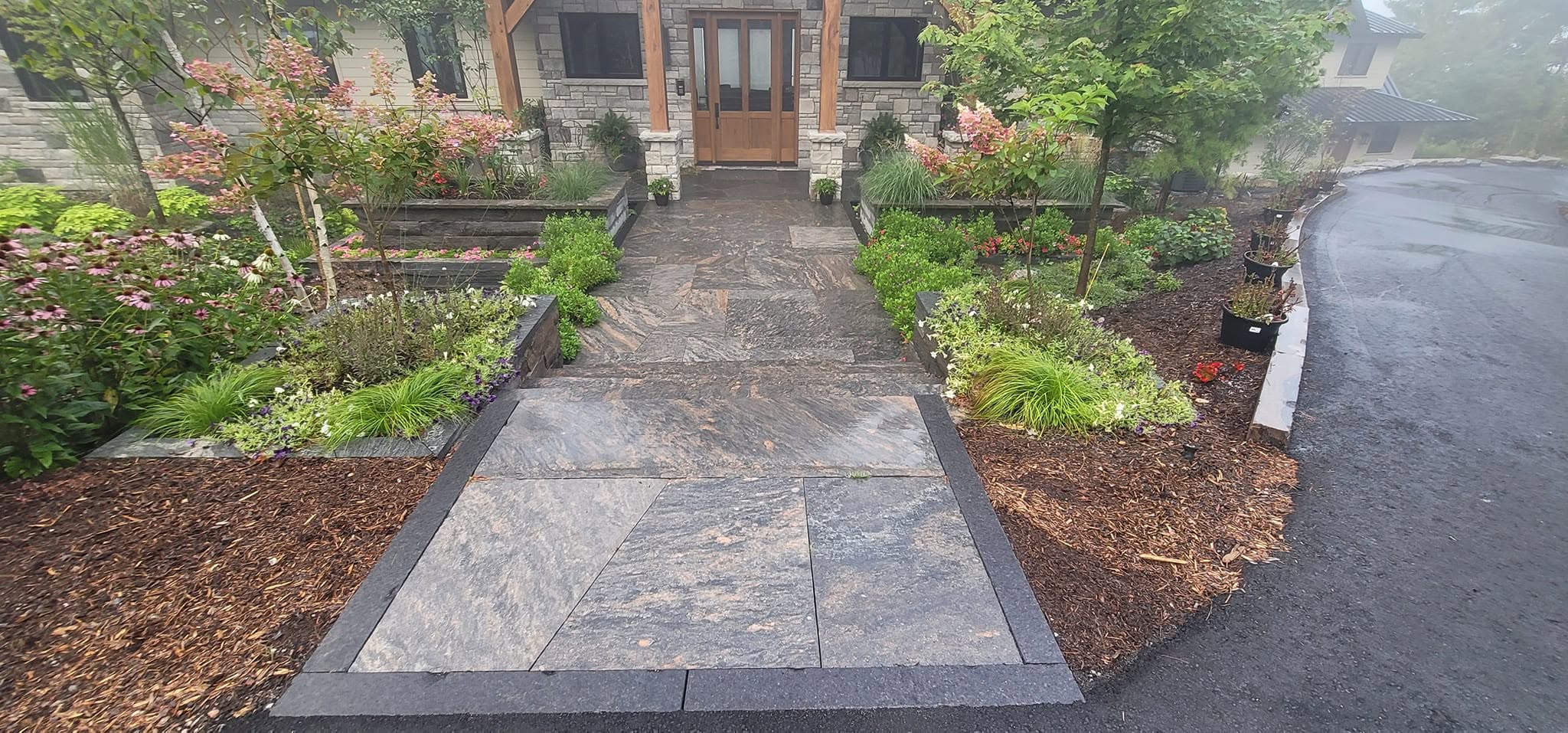 Irvs Entry stone masonry and hardscape project