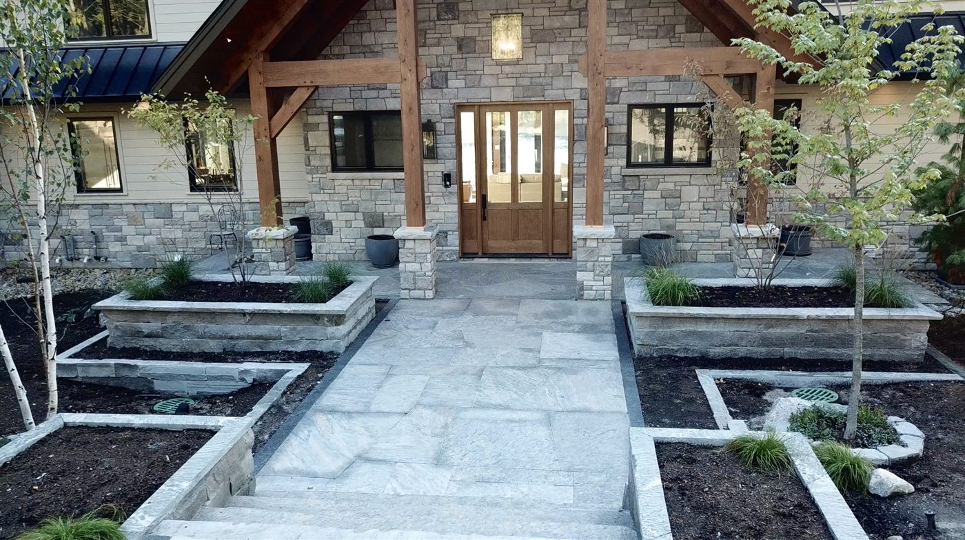 Completed stone masonry and hardscaping project
